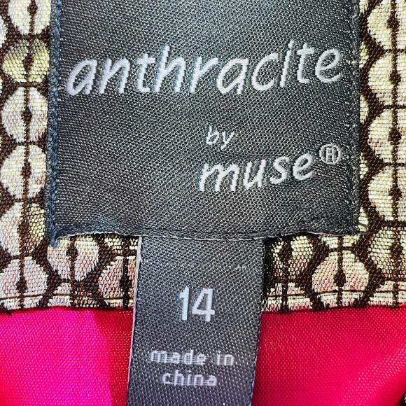 Anthracite by Muse Gold Sparkly Circle Ruched Fun Dressy Zip Jacket Plus 14 - Picture 2 of 10